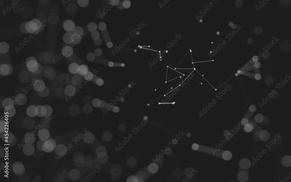 Obraz premium Abstract background. Molecules technology with polygonal shapes, connecting dots and lines. Connection structure. Big data visualization.