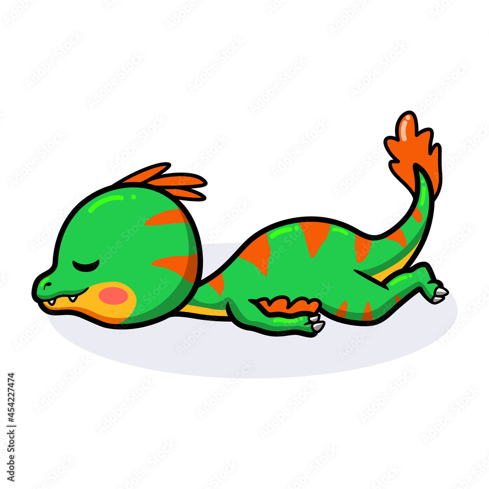 Obraz premium Cute little oviraptor dinosaur cartoon sleeping