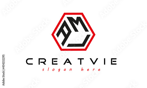 geometric monogram AML letter  logo  design vector, business logo, icon shape logo, stylish logo template