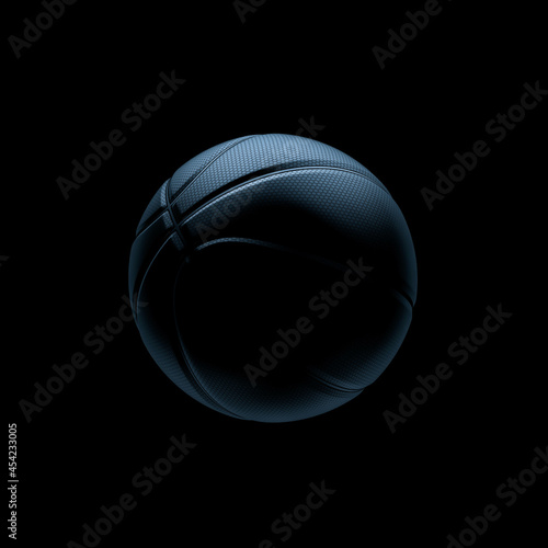 black basketball with mamba snake texture on black background. 3d rendering