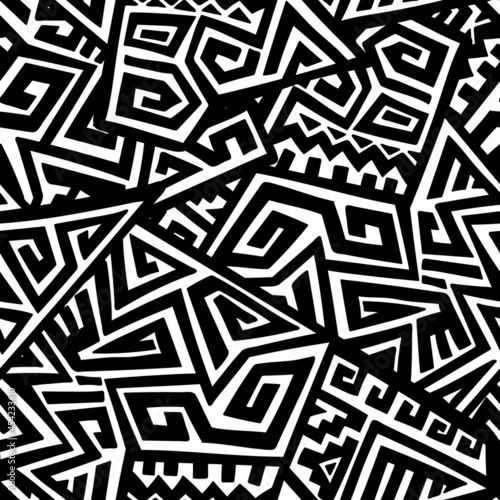 Unique Geometric Vector Seamless Pattern made in ethnic style. Aztec textile print. African traditional design. Creative boho pattern. Perfect for site backgrounds, wrapping paper and fabric design.