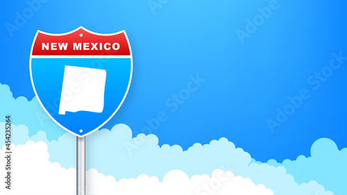 New Mexico map on road sign. Welcome to State of New Mexico. Vector illustration. photo