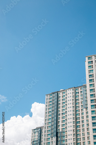 Modern apartment building and cloudy sky in Suwon  Korea