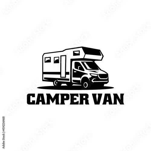 RV camper van vehicle isolated logo vector