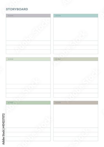 Note, scheduler, diary, planner document template illustration. storyboard form.
