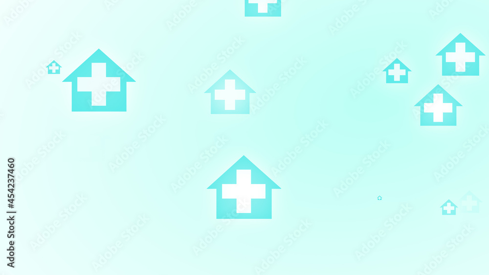 Medical health blue green cross on home pattern background. Abstract banners with prevent virus infection and healthcare stay home concept. Medical health blue green cross on home pattern background. Abstract banners with prevent virus infection and healthcare stay home concept.