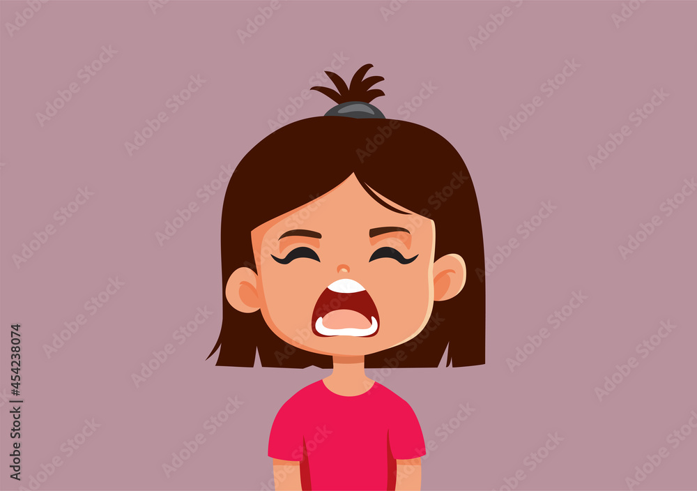Upset Little Girl Yelling Vector Cartoon Illustration Upset Little Girl Yelling Vector Cartoon Illustration