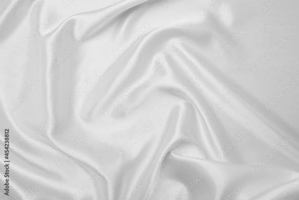 White cloth background abstract with soft waves, closeup texture of cloth
