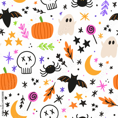 Doodle halloween pattern. Halloween background