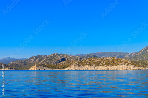 View of the Taurus mountains and the Mediterranean sea near Demre  Antalya province in Turkey