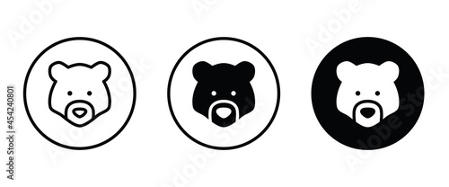 Grizzly bear or honey bear or polar bear head face icon button, vector, sign, symbol, logo, illustration, editable stroke, flat design style isolated on white