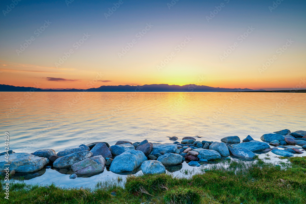 Sailimu lake landscape in Xinjiang Uygur Autonomous Region, China.