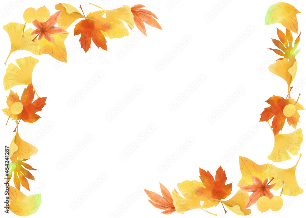 秋、紅葉の装飾素材-横位置/Autumn, autumn leaves decoration material-horizontal position 秋、紅葉の装飾素材-横位置/Autumn, autumn leaves decoration material-horizontal position