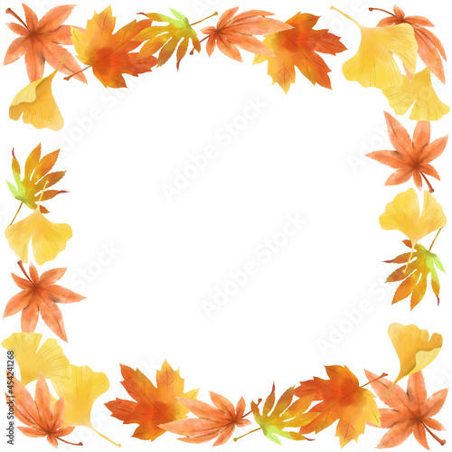 秋、紅葉の装飾素材-正方形／Autumn, autumn leaves decoration material-square
