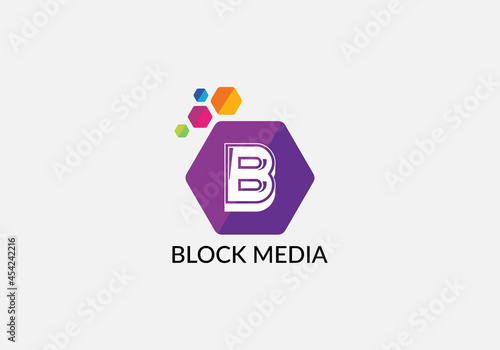 Block media Abstract b letter modern logo design