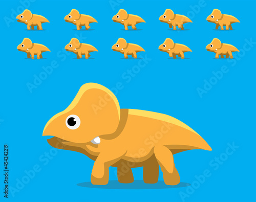 Animal Animation Sequence Dinosaur Protoceratops Walking Cartoon Vector