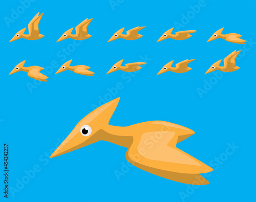 Animal Animation Sequence Dinosaur Pteranodon Flying Cartoon Vector