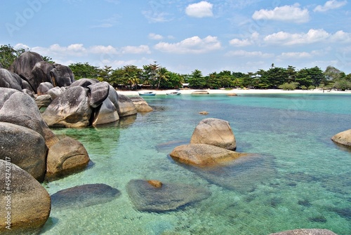 The beauty of Belitung beach with its dazzling white sand. Bangka-Belitung, Indonesia