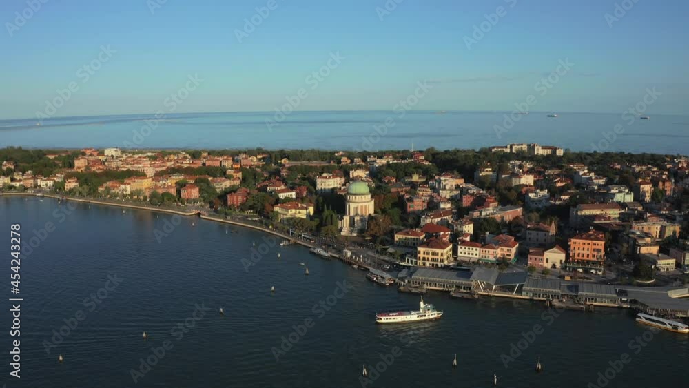 Aerial view of the Lido de Venezia island in Venice, Italy. The island between Venice and Adriatic sea. Aerial view of the Lido de Venezia island in Venice, Italy. The island between Venice and Adriatic sea.