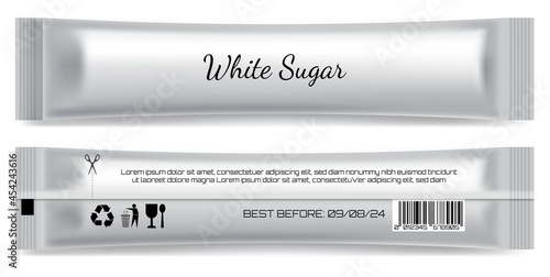 realistic stick matte sachet package isolated, template sugar stick, product blank packaging mock up. eps