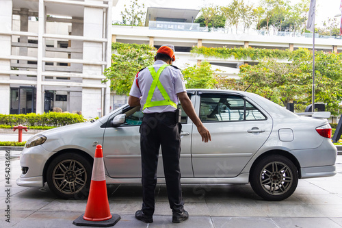Photography Kuala Lumpur, Malaysia - August 31, 2021: Security check on the entrance to a shopping mall