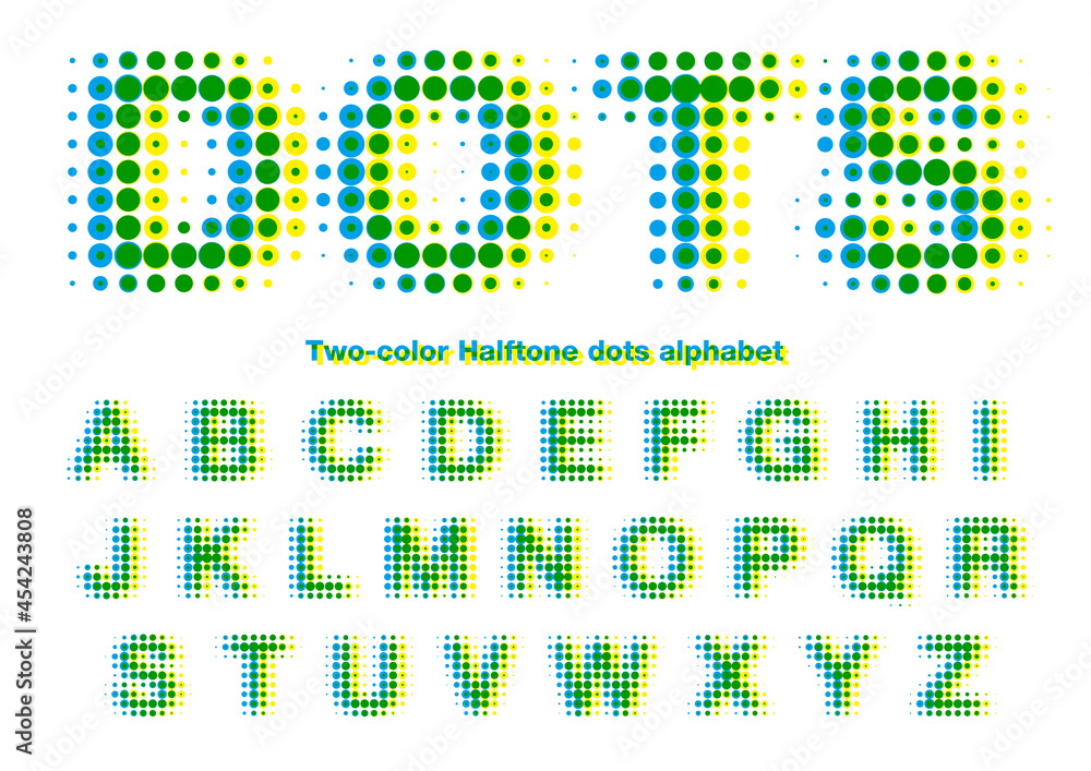 2色の大きい網点アルファベット フォント Stock Vector Adobe Stock