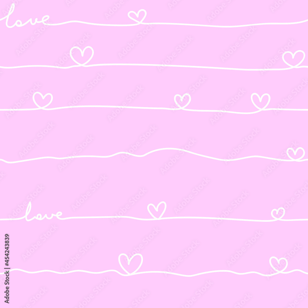 White pink pattern with doodle hearts. Valentine's Day cute paper text love. White pink pattern with doodle hearts. Valentine's Day cute paper text love.