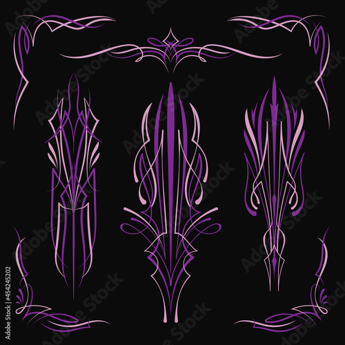 Violet pinstripe art old school motorcycle and car design