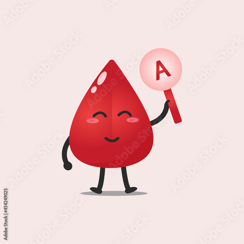 Cute blood type A mascot vector illustration