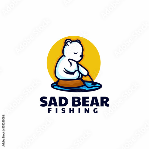 Vector Logo Illustration Sad Bear Simple Mascot Style. © Artnivora