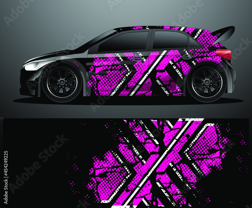 Rally car decal graphic wrap vector, abstract background