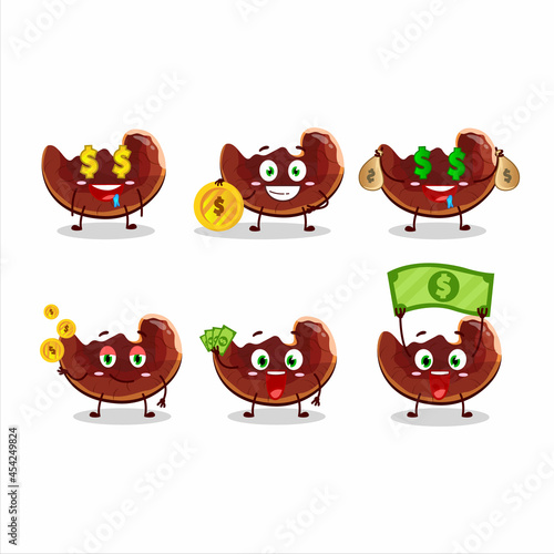 Lingzhi mushroom cartoon character with cute emoticon bring money