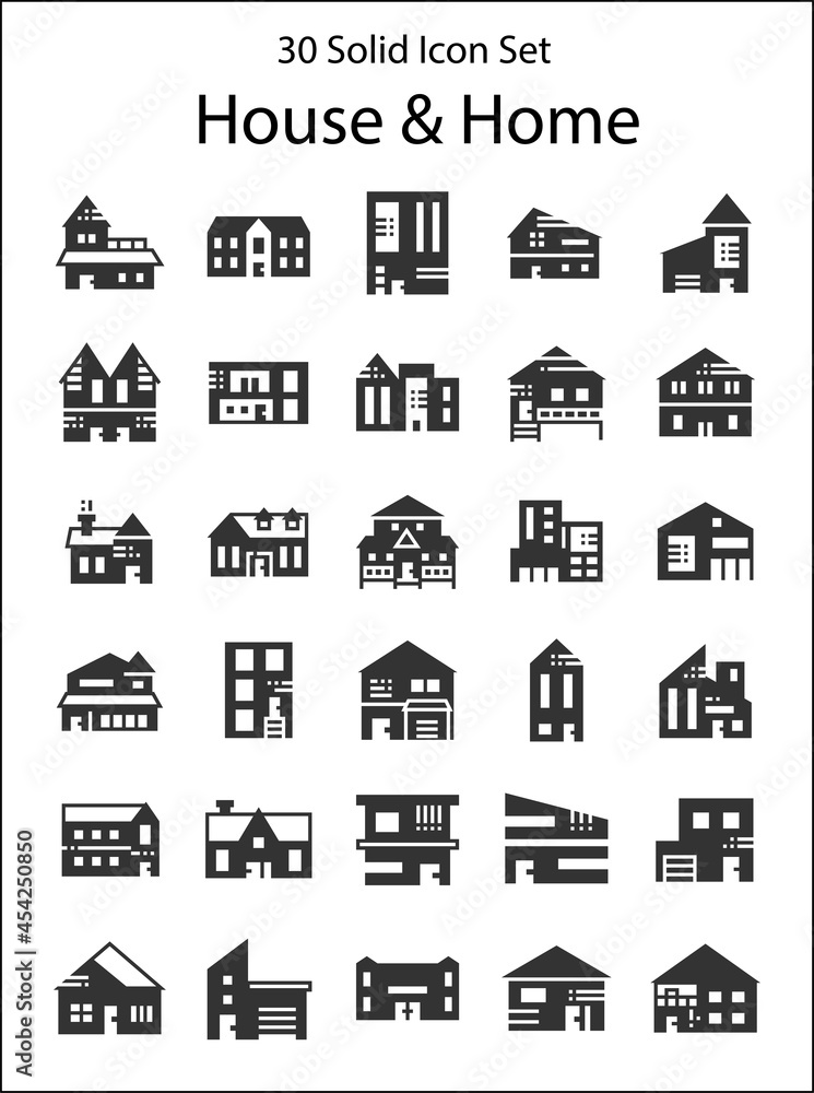 30 Solid Icon set for house and home,illustration vector design