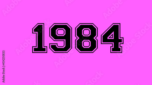 1984 number black lettering pink rose background