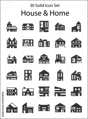 30 Solid Icon set for house and home,illustration vector design