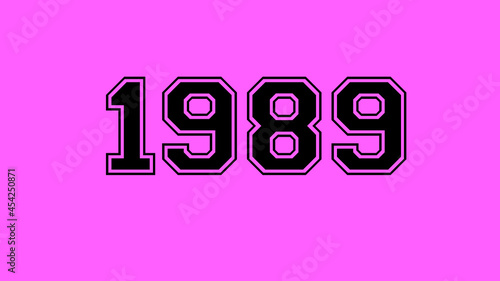 1989 number black lettering pink rose background