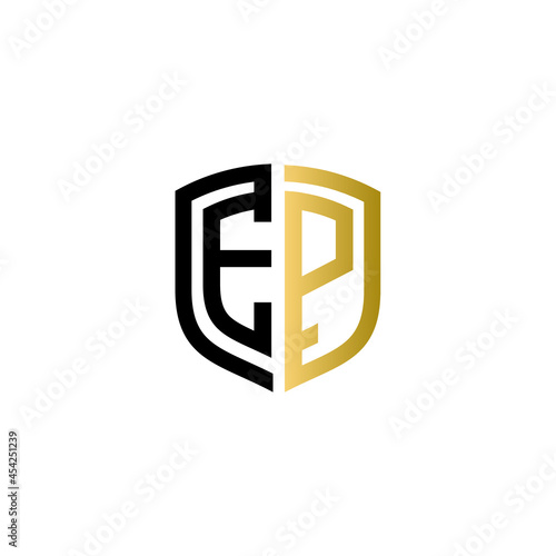 Εκτύπωση καμβά ep shield logo design vector icon