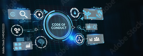 Business, Technology, Internet and network concept.  virtual screen of the future and sees the inscription: Code of conduct. 3d illustration © photon_photo
