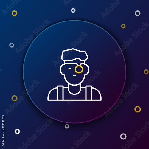 Line Jeweler man icon isolated on blue background. Colorful outline concept. Vector