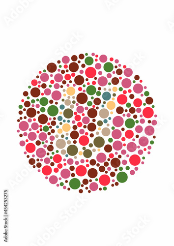 Vector graphic of Color blind test design. The Letter U cunningly hid inside an Ishihara inspired design.
