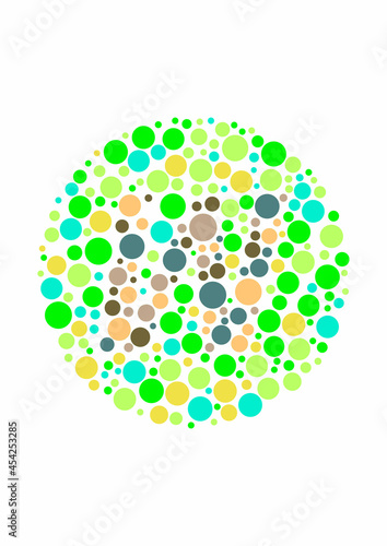 Vector graphic of Color blind test design. The Letter W cunningly hid inside an Ishihara inspired design.