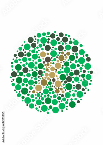 Vector graphic of Color blind test design. The Letter X cunningly hid inside an Ishihara inspired design.