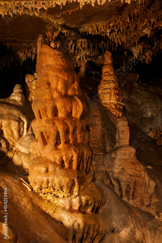 Detail of the stalagmite in the cave. 