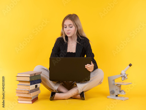 Young girl studying. Studen...
