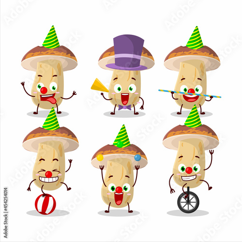 Cartoon character of new cep mushroom with various circus shows