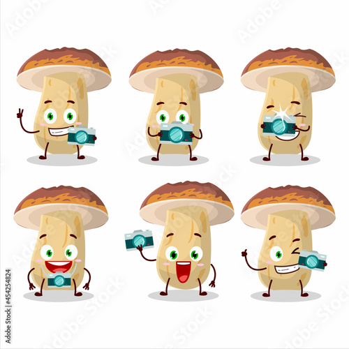 Photographer profession emoticon with new cep mushroom cartoon character