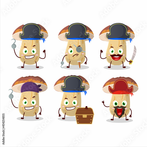 Cartoon character of new cep mushroom with various pirates emoticons