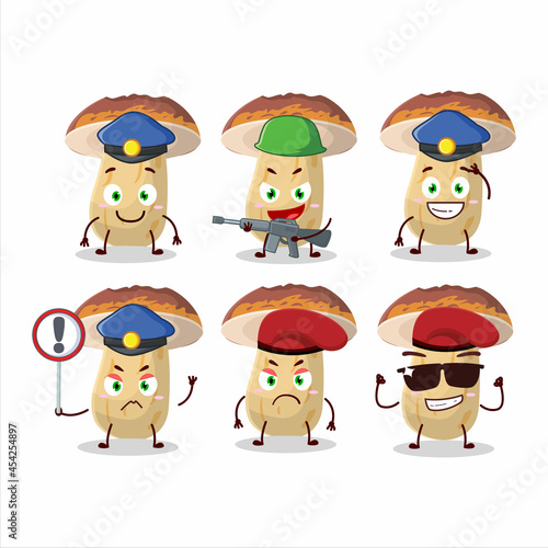 A dedicated Police officer of new cep mushroom mascot design style
