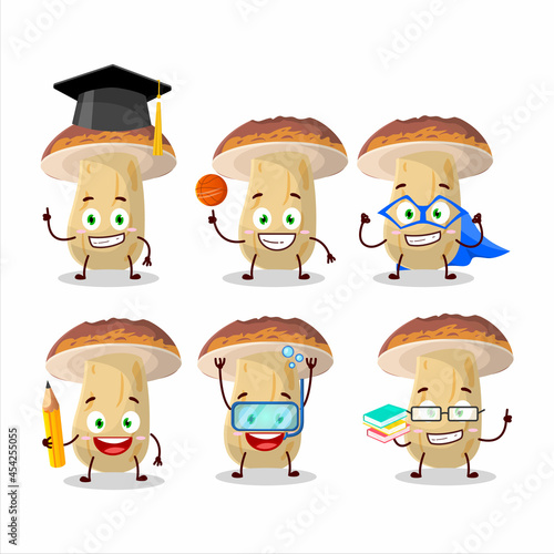 School student of new cep mushroom cartoon character with various expressions