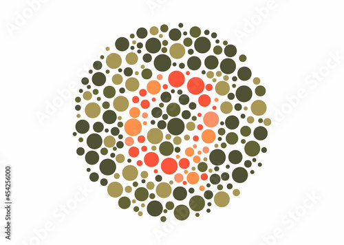 Vector graphic of Color blind test design. The Letter Q cunningly hid inside an Ishihara inspired design.